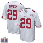 Men's Game Glen Coffee San Francisco 49ers White Super Bowl LVIII Patch Jersey