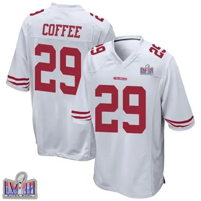 Men's Game Glen Coffee San Francisco 49ers White Super Bowl LVIII Patch Jersey