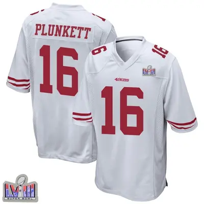 Men's Game Jim Plunkett San Francisco 49ers White Super Bowl LVIII Patch Jersey