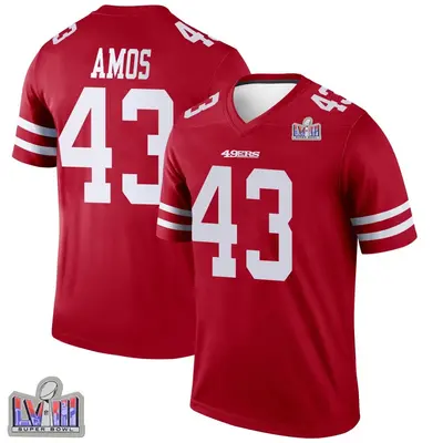 Men's Legend Adrian Amos San Francisco 49ers Scarlet Super Bowl LVIII Patch Jersey