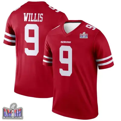 Men's Legend Brayden Willis San Francisco 49ers Scarlet Super Bowl LVIII Patch Jersey