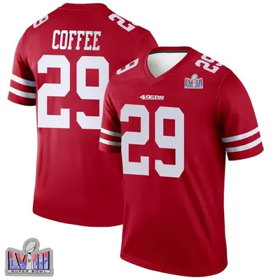 Men's Legend Glen Coffee San Francisco 49ers Scarlet Super Bowl LVIII Patch Jersey