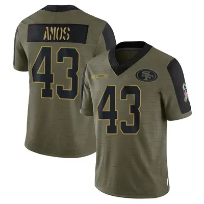 Men's Limited Adrian Amos San Francisco 49ers Olive 2021 Salute To Service Jersey