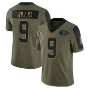 Men's Limited Brayden Willis San Francisco 49ers Olive 2021 Salute To Service Jersey