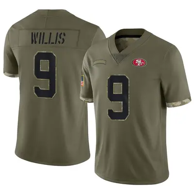 Men's Limited Brayden Willis San Francisco 49ers Olive 2022 Salute To Service Jersey