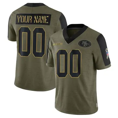 Men's Limited Custom San Francisco 49ers Olive 2021 Salute To Service Jersey