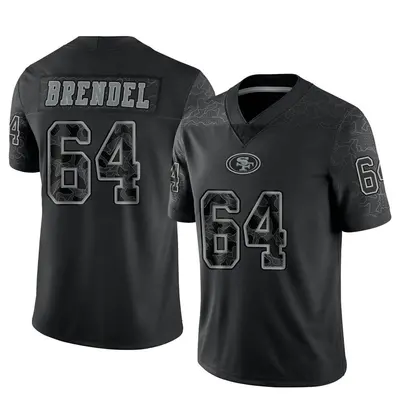 Men's Limited Jake Brendel San Francisco 49ers Black Reflective Jersey