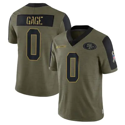 Men's Limited Russell Gage San Francisco 49ers Olive 2021 Salute To Service Jersey