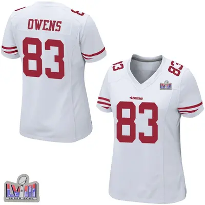 Women's Game Terique Owens San Francisco 49ers White Super Bowl LVIII Patch Jersey