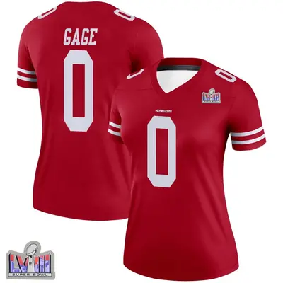 Women's Legend Russell Gage San Francisco 49ers Scarlet Super Bowl LVIII Patch Jersey