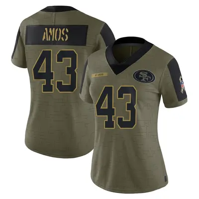 Women's Limited Adrian Amos San Francisco 49ers Olive 2021 Salute To Service Jersey