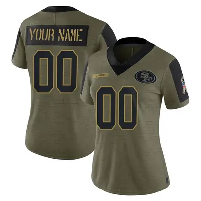 Women's Limited Custom San Francisco 49ers Olive 2021 Salute To Service Jersey