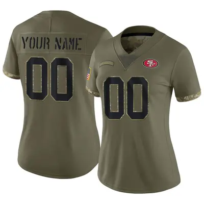 Women's Limited Custom San Francisco 49ers Olive 2022 Salute To Service Jersey