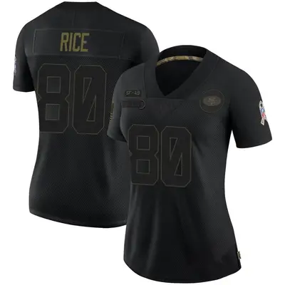 Women's Limited Jerry Rice San Francisco 49ers Black 2020 Salute To Service Jersey