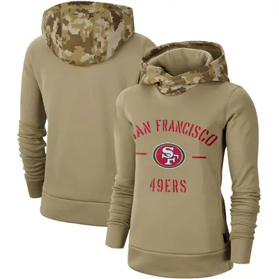 Women's San Francisco 49ers Khaki 2019 Salute to Service Therma Pullover Hoodie