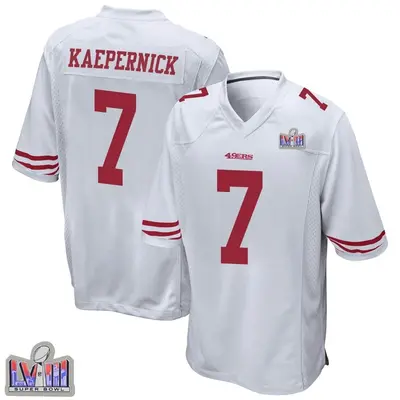 Youth Game Colin Kaepernick San Francisco 49ers White Super Bowl LVIII Patch Jersey