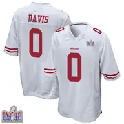 Youth Game Khalil Davis San Francisco 49ers White Super Bowl LVIII Patch Jersey