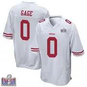 Youth Game Russell Gage San Francisco 49ers White Super Bowl LVIII Patch Jersey