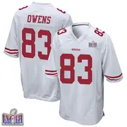 Youth Game Terique Owens San Francisco 49ers White Super Bowl LVIII Patch Jersey