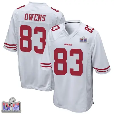 Youth Game Terique Owens San Francisco 49ers White Super Bowl LVIII Patch Jersey