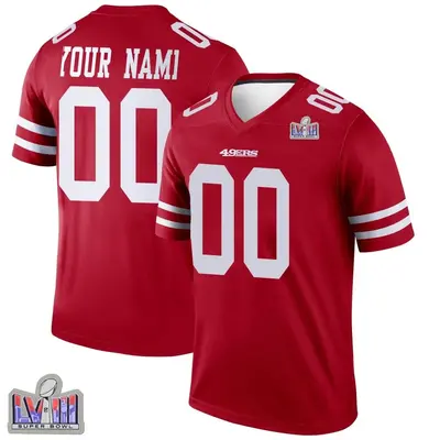 Youth Legend Custom San Francisco 49ers Scarlet Super Bowl LVIII Patch Jersey