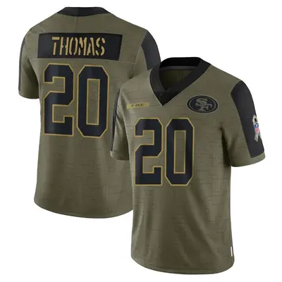 Youth Limited Ambry Thomas San Francisco 49ers Olive 2021 Salute To Service Jersey