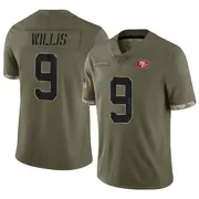 Youth Limited Brayden Willis San Francisco 49ers Olive 2022 Salute To Service Jersey