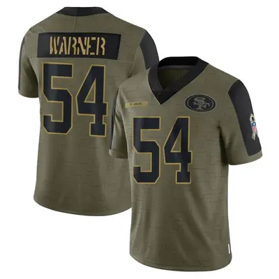 Youth Limited Fred Warner San Francisco 49ers Olive 2021 Salute To Service Jersey