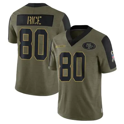 Youth Limited Jerry Rice San Francisco 49ers Olive 2021 Salute To Service Jersey