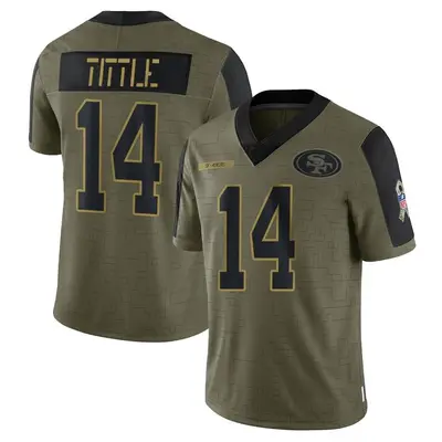 Youth Limited Y.A. Tittle San Francisco 49ers Olive 2021 Salute To Service Jersey