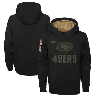 Youth San Francisco 49ers Black 2020 Salute to Service Pullover Performance Hoodie