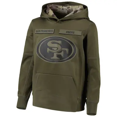 Youth San Francisco 49ers Green 2018 Salute to Service Pullover Performance Hoodie