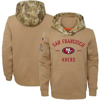 Youth San Francisco 49ers Khaki 2019 Salute to Service Therma Pullover Hoodie